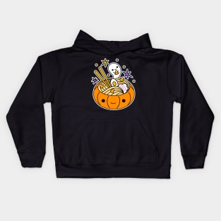 Halloween pumpkin noodles Kids Hoodie